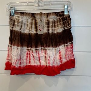 #792 NWT RAGA BROWN AND RED TIE DYE SKIRT SIZE: SMALL